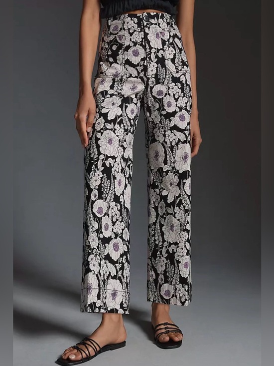 Maeve Pants - Maeve X Anthropologie The Colette Floral Wide-Leg Crop Size 25P